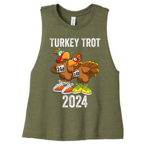 Thanksgiving Turkey Trot Squad 2024 Trot Race Couple Funny Women's Racerback Cropped Tank