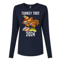 Thanksgiving Turkey Trot Squad 2024 Trot Race Couple Funny Womens Cotton Relaxed Long Sleeve T-Shirt