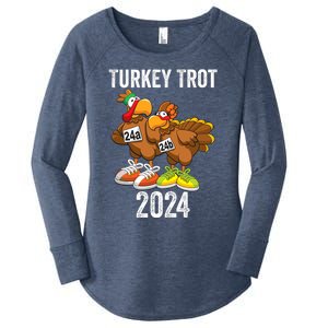 Thanksgiving Turkey Trot Squad 2024 Trot Race Couple Funny Women's Perfect Tri Tunic Long Sleeve Shirt