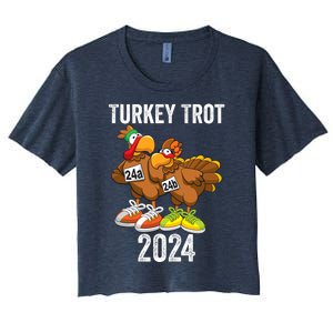 Thanksgiving Turkey Trot Squad 2024 Trot Race Couple Funny Women's Crop Top Tee