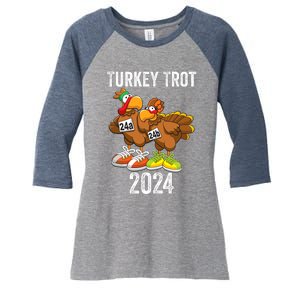 Thanksgiving Turkey Trot Squad 2024 Trot Race Couple Funny Women's Tri-Blend 3/4-Sleeve Raglan Shirt