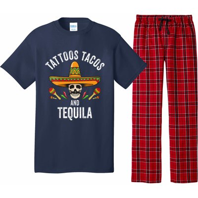 Tattoos Tacos Tequila Mexican Skull Cinco De Mayo Pajama Set