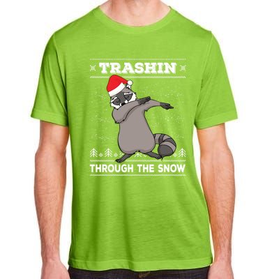 Trashin Through The Snow Dabbing Raccoon Merry Trashmas Dab Cute Gift Adult ChromaSoft Performance T-Shirt