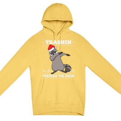 Trashin Through The Snow Dabbing Raccoon Merry Trashmas Dab Cute Gift Premium Pullover Hoodie