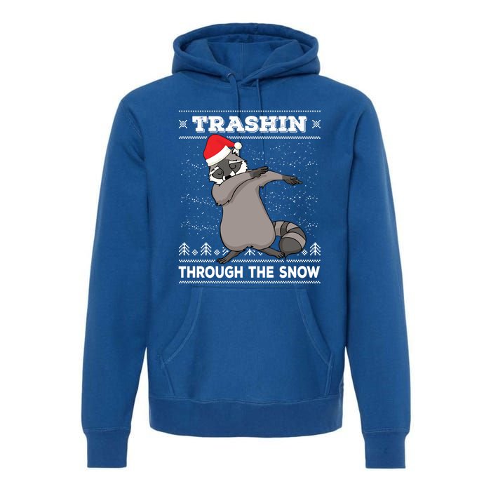 Trashin Through The Snow Dabbing Raccoon Merry Trashmas Dab Cute Gift Premium Hoodie