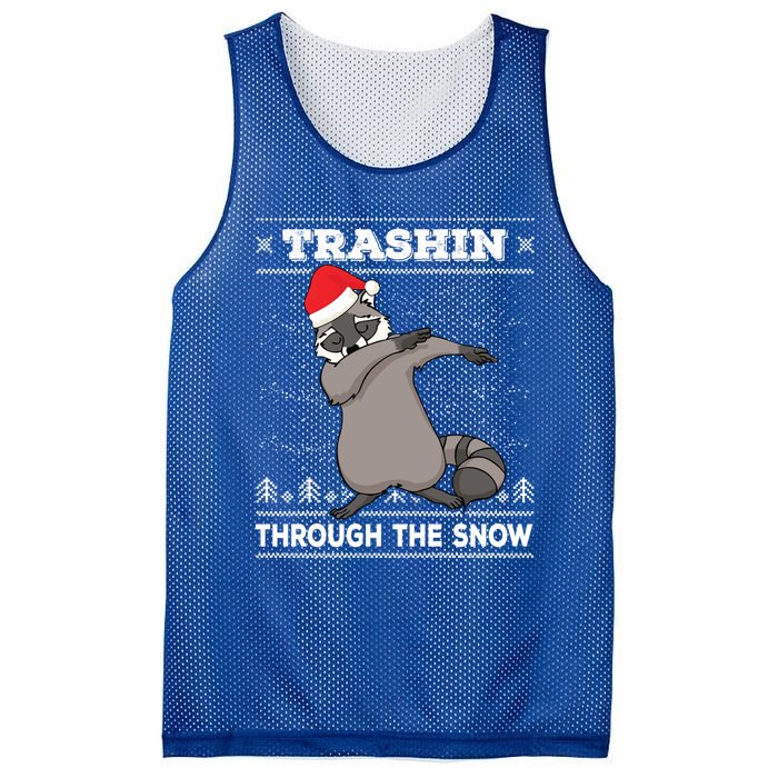 Trashin Through The Snow Dabbing Raccoon Merry Trashmas Dab Cute Gift Mesh Reversible Basketball Jersey Tank