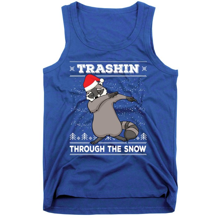 Trashin Through The Snow Dabbing Raccoon Merry Trashmas Dab Cute Gift Tank Top