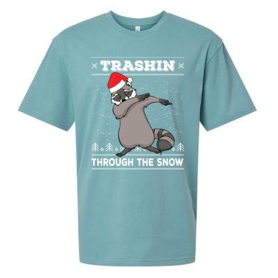 Trashin Through The Snow Dabbing Raccoon Merry Trashmas Dab Cute Gift Sueded Cloud Jersey T-Shirt