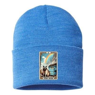 Team Trash Tarot Card Mystic Raccoon Sustainable Knit Beanie