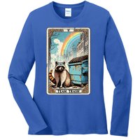 Team Trash Tarot Card Mystic Raccoon Ladies Long Sleeve Shirt