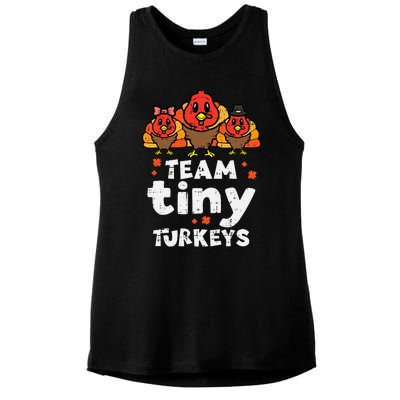 Team Tiny Turkeys Cute Thanksgiving Day Nicu Nurse Teacher Ladies PosiCharge Tri-Blend Wicking Tank