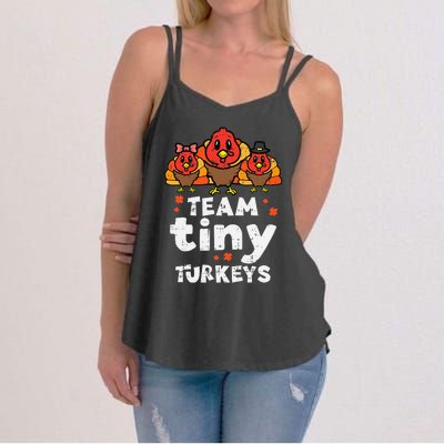 Team Tiny Turkeys Cute Thanksgiving Day Nicu Nurse Teacher Women's Strappy Tank