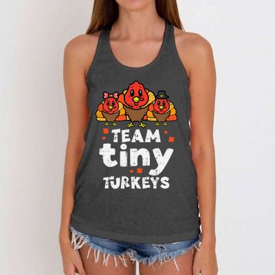 Team Tiny Turkeys Cute Thanksgiving Day Nicu Nurse Teacher Women's Knotted Racerback Tank