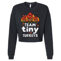 Team Tiny Turkeys Cute Thanksgiving Day Nicu Nurse Teacher Cropped Pullover Crew