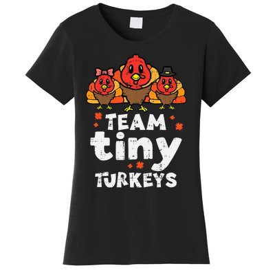 Team Tiny Turkeys Cute Thanksgiving Day Nicu Nurse Teacher Women's T-Shirt