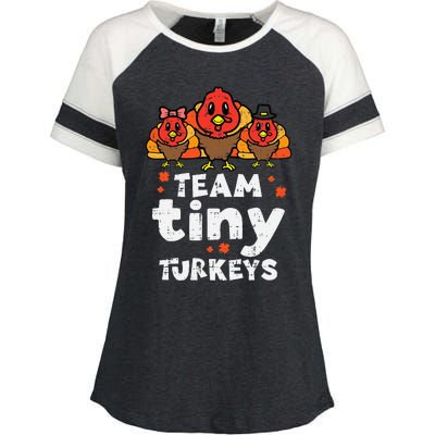 Team Tiny Turkeys Cute Thanksgiving Day Nicu Nurse Teacher Enza Ladies Jersey Colorblock Tee