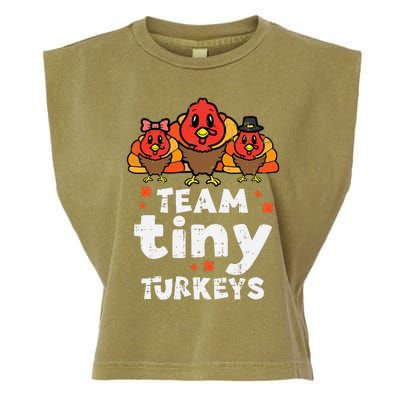 Team Tiny Turkeys Cute Thanksgiving Day Nicu Nurse Teacher Garment-Dyed Women's Muscle Tee