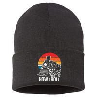 train t this is how i roll  train lover Sustainable Knit Beanie