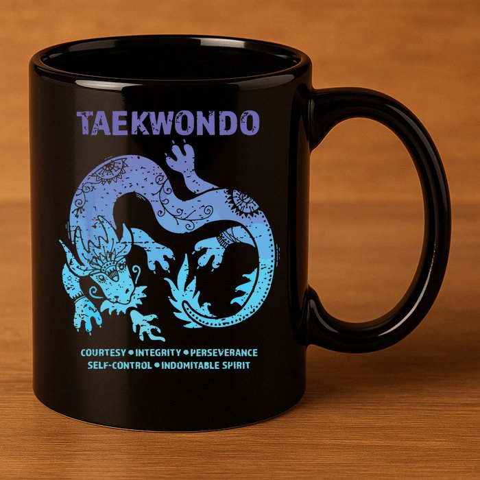 Taekwondo TKD Tae Kwon Do Dragon Art Martial Arts Graphic 11oz C Handle Ceramic Mug