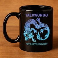 Taekwondo TKD Tae Kwon Do Dragon Art Martial Arts Graphic 11oz C Handle Ceramic Mug