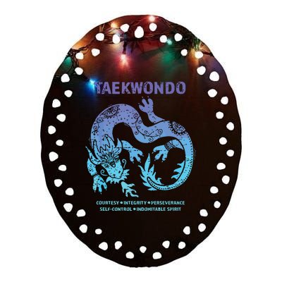 Taekwondo TKD Tae Kwon Do Dragon Art Martial Arts Graphic Ceramic Oval Ornament