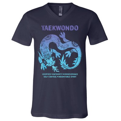 Taekwondo TKD Tae Kwon Do Dragon Art Martial Arts Graphic V-Neck T-Shirt