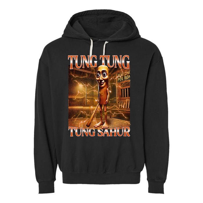 Tung Tung Tung Sahur Funny Brainrot Meme Italian Garment-Dyed Fleece Hoodie