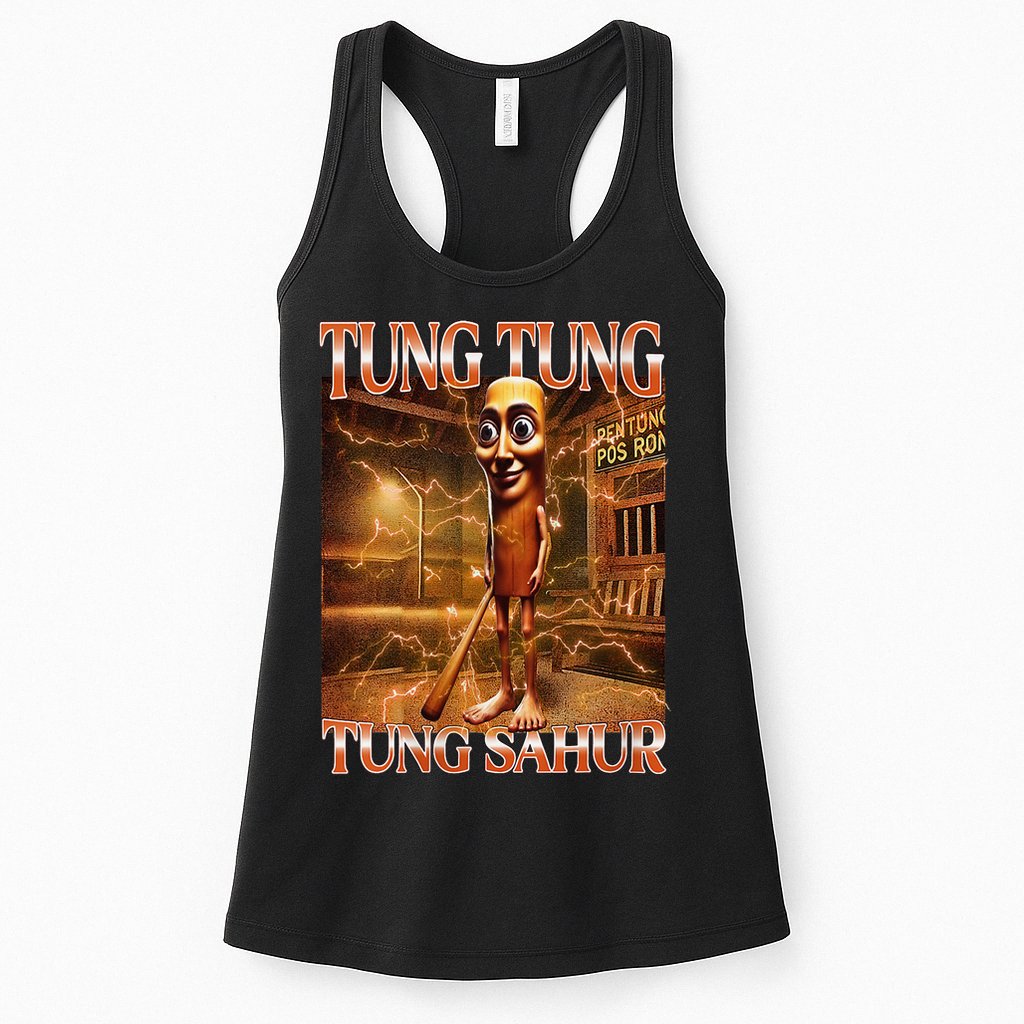 Tung Tung Tung Sahur Funny Brainrot Meme Italian Womens Tank Top