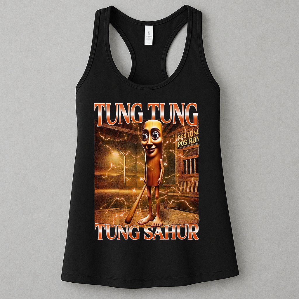 Tung Tung Tung Sahur Funny Brainrot Meme Italian Womens Tank Top