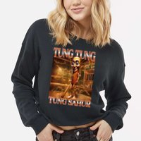 Tung Tung Tung Sahur Funny Brainrot Meme Italian Cropped Pullover Crew