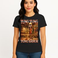 Tung Tung Tung Sahur Funny Brainrot Meme Italian Womens T-Shirt