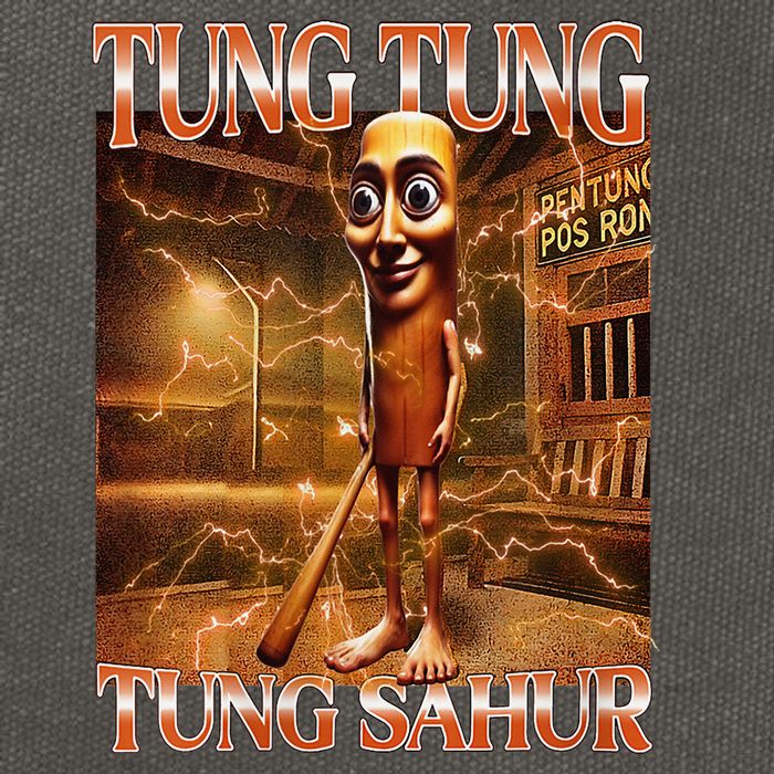 Tung Tung Tung Sahur Funny Brainrot Meme Italian Cotton Canvas Backpack