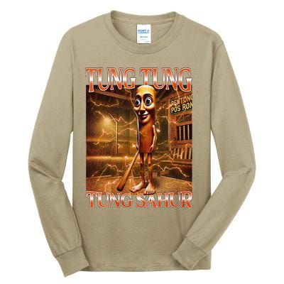 Tung Tung Tung Sahur Funny Brainrot Meme Italian Tall Long Sleeve T-Shirt