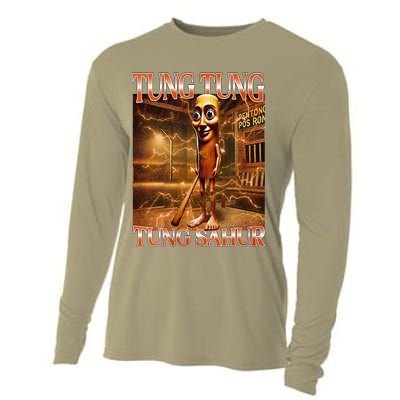 Tung Tung Tung Sahur Funny Brainrot Meme Italian Cooling Performance Long Sleeve Crew