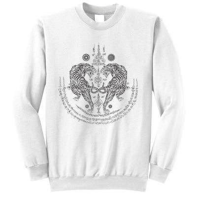 Thai Tattoo Twin Tiger Sak Yant Muay Thai Thailand Graphic Sweatshirt