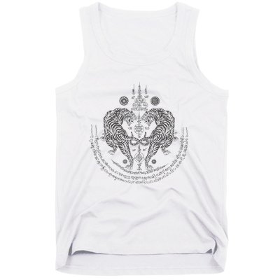 Thai Tattoo Twin Tiger Sak Yant Muay Thai Thailand Graphic Tank Top