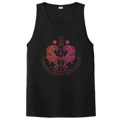 Thai Tattoo Twin Tiger Sak Yant Muay Thai Thailand Graphic PosiCharge Competitor Tank