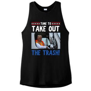 Time To Take Out The Trash Funny Trump Garbage Truck Ladies PosiCharge Tri-Blend Wicking Tank