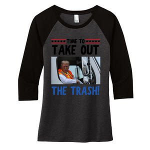 Time To Take Out The Trash Funny Trump Garbage Truck Women's Tri-Blend 3/4-Sleeve Raglan Shirt