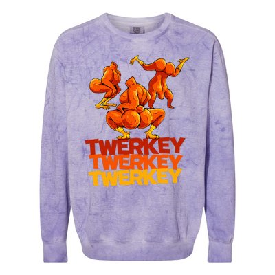 Twerkey Twerking Turkey Funny Thanksgiving Twerk Turkey Colorblast Crewneck Sweatshirt