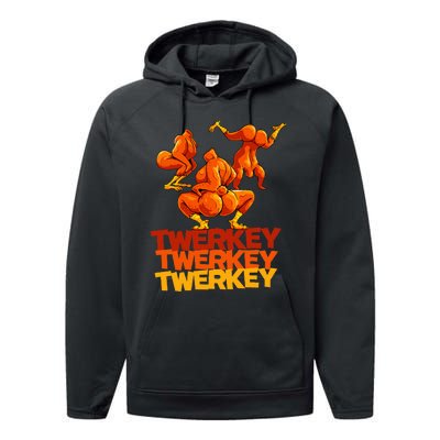 Twerkey Twerking Turkey Funny Thanksgiving Twerk Turkey Performance Fleece Hoodie