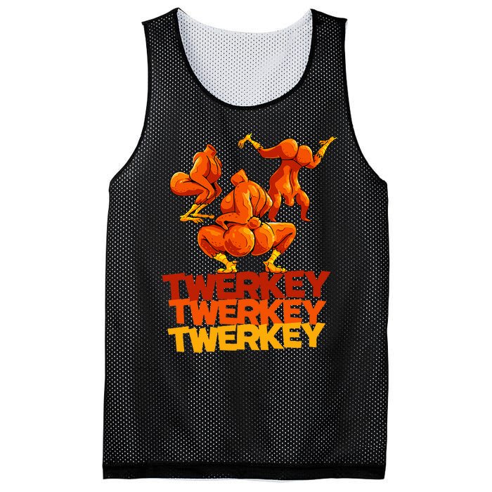 Twerkey Twerking Turkey Funny Thanksgiving Twerk Turkey Mesh Reversible Basketball Jersey Tank