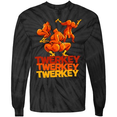 Twerkey Twerking Turkey Funny Thanksgiving Twerk Turkey Tie-Dye Long Sleeve Shirt