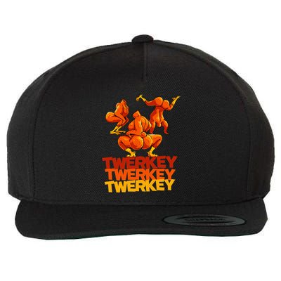 Twerkey Twerking Turkey Funny Thanksgiving Twerk Turkey Wool Snapback Cap