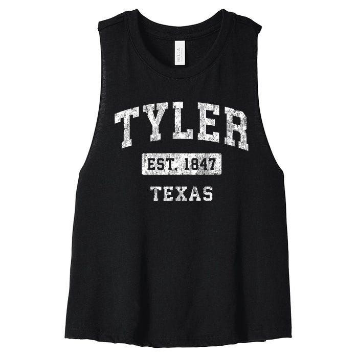 Tyler Texas Tx Vintage Established Sports Women's Racerback Cropped Tank