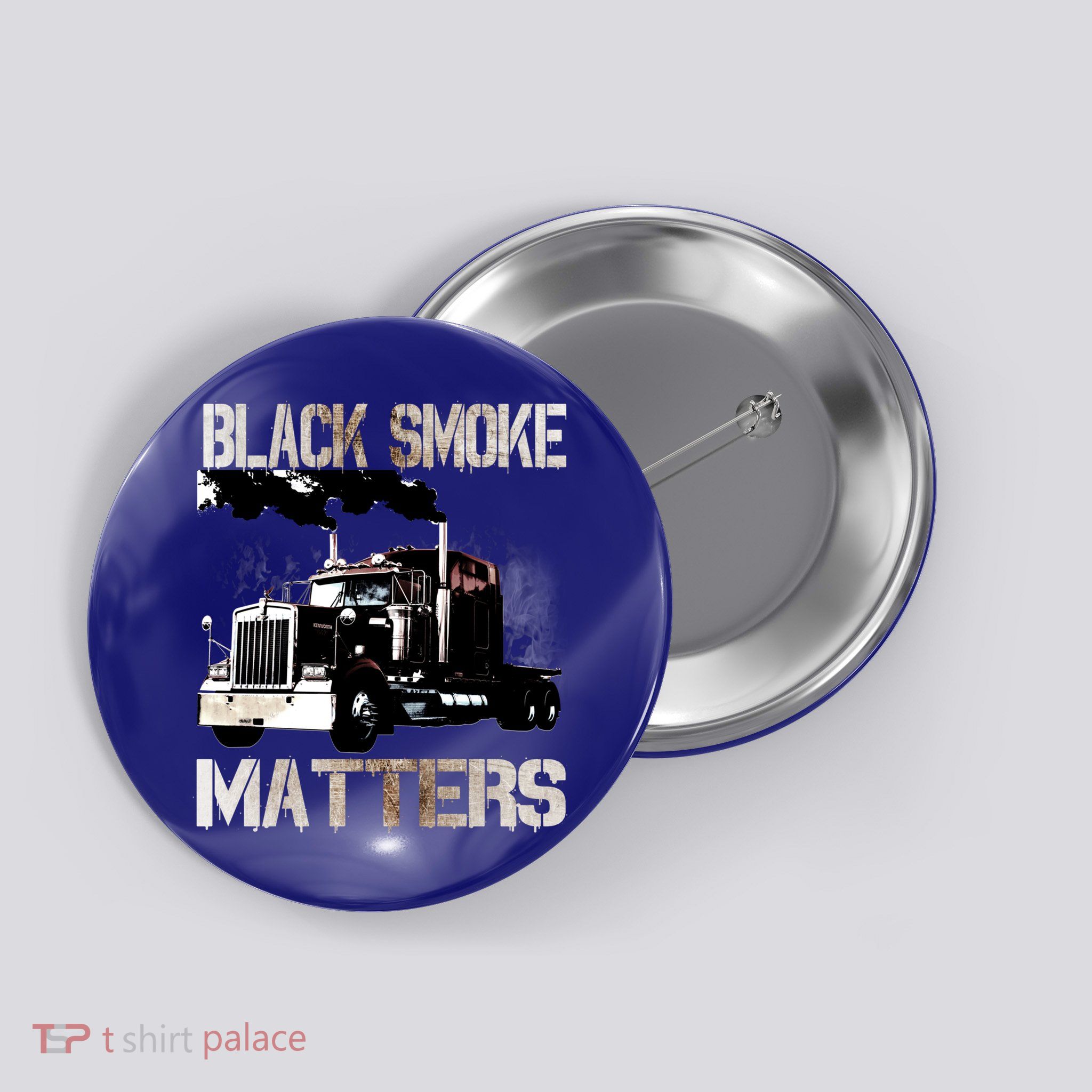 Trucker Tractor Trailer 18 Wheeler Design Gift Button
