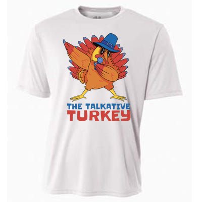 The Talkative Turkey Funny Thanksgiving Cooling Performance Crew T-Shirt