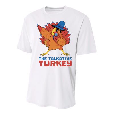 The Talkative Turkey Funny Thanksgiving Performance Sprint T-Shirt