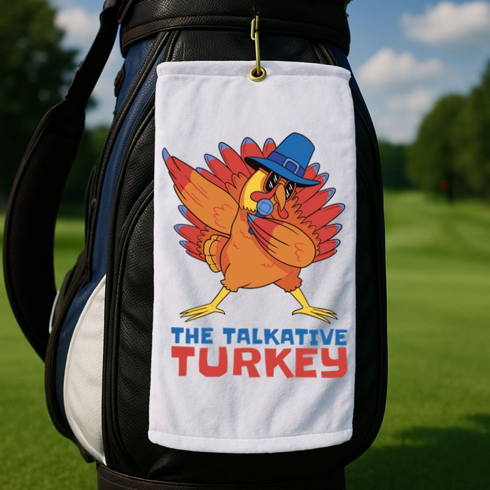 The Talkative Turkey Funny Thanksgiving Golf Towel