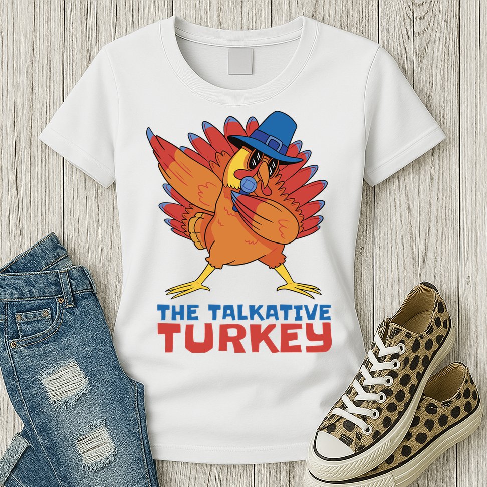 The Talkative Turkey Funny Thanksgiving Womens T-Shirt